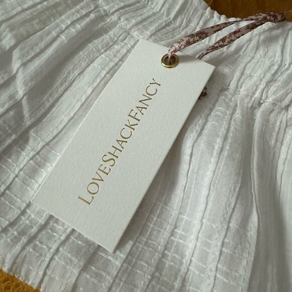 NWT LoveShackFancy Jennings Mini Skirt in Antique White Yellow XS Cover Up $295 - Picture 4 of 13